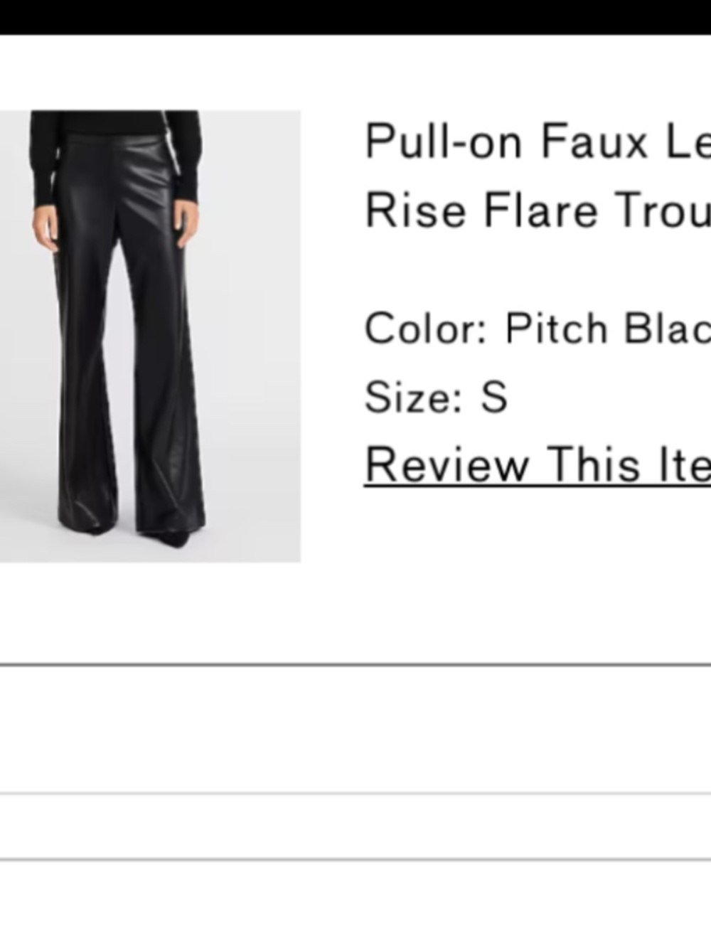 Express faux leather mid rise pull on flare trousers